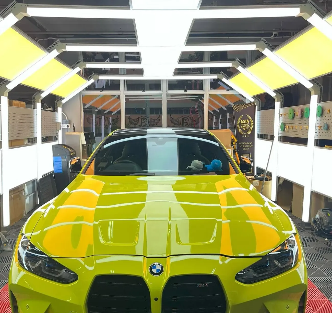 BMW with a machine-polished, mirror-finish bonnet at the detailing studio