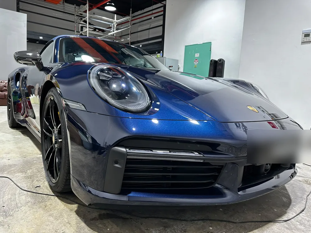 Dark blue Porsche 911, paint corrected and ceramic coated